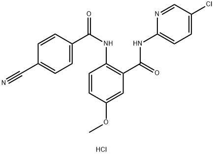 N- （5 Chloro2 pyridinyl） - 2 [（4-cyanobenzoyl）アミノ] - 5-methoxybenzamide塩酸塩の構造