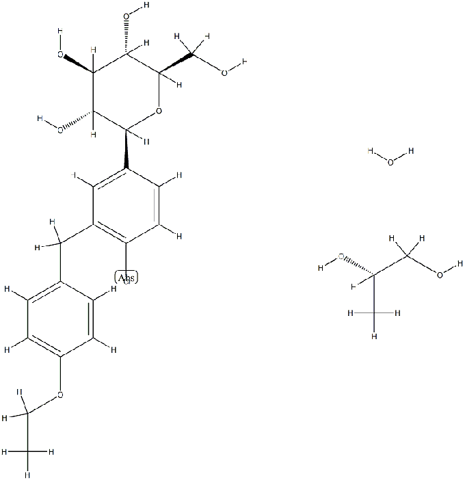 Dapagliflozinのプロパンジオールの一水化物の構造