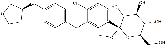 （2S、3R、4S、5S、6R） - 2 （3 （4 （（S） -テトラヒドロフラン3 yloxy） benzyl） - 4 chlorophenyl） - tetrahydro-6-の（hydroxyMethyl） - 2 Methoxy 2H pyran 3,4,5 triolの構造