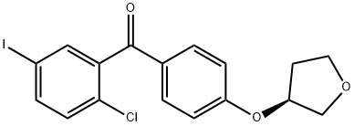 （2 Chloro5 iodophenyl） [4 [[（3S） - tetrahydro-3-furanyl] oxy]フェニル基の] methanoneの構造