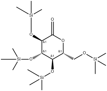 （3R、4S、5R、6R） - 3,4,5-tris （triMethylsilyloxy） - 6 （（triMethylsilyloxy）メチル） tetrahydro-2H-pyran-2-oneの構造