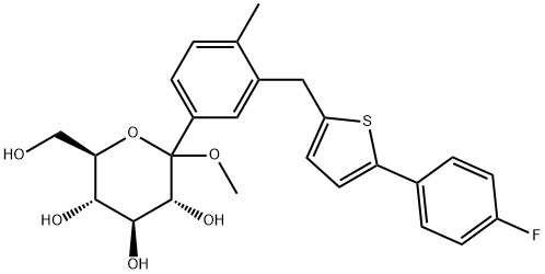 D-Glucopyranoside、メチル1-C- [3 [[5 （4-fluorophenyl） - 2-thienyl]メチル] - 4-Methylphenyl] -構造