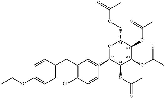D-Glucitolの1,5-anhydro-1-C- [4 chloro3 [（4-ethoxyphenyl）メチルの]フェニル基の] -、tetraacetate、（1S） -構造