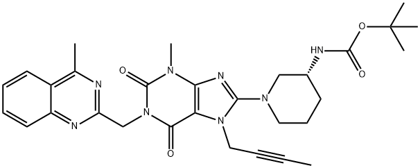 Tert butyl （（3s） - 1 （7 （しかし2 yn 1 yl） - 3メチル1 （（4-Methylquinazolin-2-yl）メチル） - 2,6-dioxo-2,3,4,5,6,7-hexahydro-1h-purin-8-yl） piperidin-3-ylの）カルバミド酸塩の構造